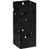 HOMCOM Portaombrelli in Metallo con 4 Ganci, Porta Ombrelli di Design con Vaschetta Scolapioggia e Decorazioni, 15.5x15.5x41cm, Nero