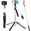 Romon Bastone Selfie di 180cm, Selfie Stick Quad Tripod, Supporto Estensibile di rotazione di 360° con compatibile con il telefono di androide di iPhone, macchina fotografica