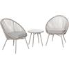 Outsunny Set 3 Pezzi Tavolino e Sedie da Giardino Stile Boho in Rattan Bianco - Outsunny