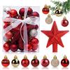 Aurasky Palline di Natale Rosse Oro, 30pcs Mini Palline Albero Natale, 3CM Palla di Natalizie, Decorazioni Albero di Natale, Palline di Plastica Decorazioni, per Natale Vacanze Feste