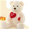 MorisMos Orso Peluche Gigante con Cuore Rosso I Love You, XL Orsacchiotto Peluche Grande Orsetto Morbido, Idee Regali per Lei Bambini Ragazze Fidanzata Donna (Beige 90cm)