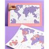 Luckies Mappa da Grattare Neon | Mappa di Viaggio e Mondo da Grattare | Viola