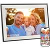 Hesmor Cornice Digitale Foto WiFi 10.1 Pollici 1280x800 32GB Portafoto Digitale Schermo Tattile IPS LCD Frameo Cornice Foto Digitale Elettronica Rotazione Auto Condividi Foto e Video, Nero & Bianco