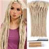 Huarisi 0.6cm Thickness 12 Inch 60Strands 613 Blonde Real Human Hair Dreadlock Extensions for Man Women Afro Curly Full Head Handmade Permanent loc Extensions Blonde Can Be Curled and Twisted