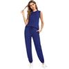 Totatuit Sportivo Donna Completo, Completi Sportivi Donna Due Pezzi, Tuta Donna Sportiva Estiva, T-Shirt & Pantaloni Casual, Elegante Tuta Donna Ginnastica per Jogging, Training, Casa, Fitness Blu L