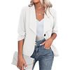 Zeagoo Blazer da donna, elegante, a 3/4, a maniche lunghe, slim fit, con risvolto, blazer casual, da lavoro, taglia S-3XL, bianco, S