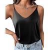 Ekouaer Canotta Donna Maglia Intima Donna Magliette Top Canottiere Estate Donna Senza Maniche Moda Camicetta Top in Raso T-Shirt Top, Nero, S