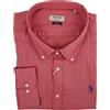 P-Club Camicia Uomo Manica Lunga 100% Puro Lino Taglie Forti Button Down Tinta Unita 4XL 5XL 6XL (5XL - Corallo)