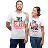 Vestin M-Italy Coppia T-Shirt Magliette Uomo & Donna - Personalizzabili San Valentino Boss & Real Boss - Maglietta Maglia Tshirt Super vestibilità Top qualità (Cotone, Bianca)