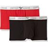 Emporio Armani Underwear Men's 2-Pack Silver Set Boxer, Uomini, Black/Red,