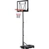 HOMCOM Canestro Basket Altezza Regolabile 160-210cm, Canestro Basket Esterno con Struttura in Acciaio e Base con Ruote, Tabellone in PE Trasparente