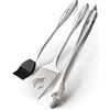 Napoleon Accessori PRO - Set di Attrezzi in Acciaio Inox 3 Pezzi - Premium BBQ Grill Grill Set di Utensili in Acciaio Inox pressofuso, con Pinza, spatola Multifunzione, Pennello da Forno
