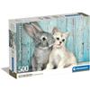 Clementoni Puzzle Collection - Cat & Bunny - 500 Pezzi - Puzzle Adulti, Poster Incluso, Puzzle Animali, Divertimento Per Adulti, Made In Italy, 35539