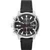 Diesel Orologio Cronografo da Uomo in Quarzo con Bracciale Grigio DZ4603 + Anello da Uomo in Acciaio Color Oro con Logo a D, DX1376710