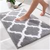 Homaxy Tappetino da bagno antiscivolo, lavabile a pelo lungo, in morbida microfibra, 40 x 60 cm, grigio
