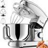Facelle Impastatrice Planetaria Facelle Robot da Cucina 1500W Mixer Cucina 6,5 L Basso Rumore Multifunzione Impastatrice Professionale con Ganci Impastatore 6 Velocità, lavabile in lavastoviglie(Argento)
