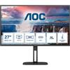 AOC 27V5C Monitor da 27 Pollici FHD, Speaker, Regolabile in Altezza (1920 x 1080, 75 Hz, HDMI, DisplayPort, USB-C, USB Hub) Nero