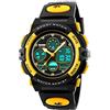 SKMEI Orologio sportivo nero e giallo 50m impermeabile doppio tempo display AD1163, Giallo - Nero, Medium, Cinturino