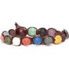 Tamashii bracciale unisex originale Tibetano realizzato con pietra naturale lava multicolor e cordoncino marrone.Tg unica.BHS900-123