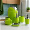 Fingey Bathlux, set di accessori da bagno con design moderno, 6 pezzi, spazzolino per WC, pattumiera, portasapone, portaspazzolino, dispenser per sapone, tazza per risciacquo Green