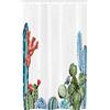ABAKUHAUS Cactus Tenda da Doccia Stalla Cactus Fiori Birds, Set per Il Bagno in Tessuto con Ganci, 120 cm x 180 cm, Verde Blu