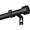 Poskena Bastone per Tenda Nero, 16mm Bastone per Tenda 63-183cm, Telescopico con Terminali Decorativi e Supporti per Camera da Letto, Soggiorno