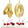Prebarfun Candele Compleanno Oro Candela Numero 40 Candeline Compleanno Candele di Compleanno Metallizzato-Numero Adatto A Feste di Compleanno,Feste di Anniversario di Matrimonio,Serate di Laurea