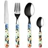 Excelsa Fiori Frida Servizio 24 Posate Per 6 Persone, Acciaio Inox 18/0, Manico Colorato