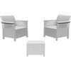 ZIK SET TAVOLO E SEDIE DA GIARDINO ESTERNO RATTAN 3 PEZZI BAR BALCONE BIANCO SALOTTO