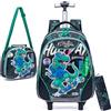 HTgroce Zaino Trolley Dinosauri Zaino Bambino Trolley Scuola Elementare Zaino Scuola Trolley Ragazzi, 3 in 1 Zaino Scuola Elementare Trolley