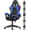 bigzzia Sedia Gaming RGB con Luci Led E Sedia Ergonomica Per Computer Sedia Per Videogiochi Reclinabile con Schienale Alto in Pelle Pu con Poggiatesta (Utilizzo di RGB, blu)