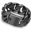 ROWIN&CO Enorme Bracciale Uomo 32mm Nero in Acciaio Inox Stile Catena Cubana Massiccia, Gioielli Hip Hop Punk per Uomo Ragazzi, Lunghezza 24cm.