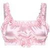 Satini Femminuccia con Volant Pieghettato Attillato Setoso Raso Lingerie Bralette (Rosso Vino, M)