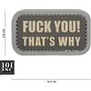 101 INC Patch 3D PVC con Velcro Fuck You That's Why Grigio 101 Inc.