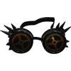 Occhiali regolabili in stile STEAMPUNK con punte nere laterali e ingranaggi in lente dorati