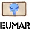 EUMAR Patch Teschio Blu sfondo Tan - Rettangolare con velcro (EU2080V)