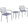 Outsunny Set di 3 mobili da giardino con 1 tavolino da caffè, 2 sedie impilabili, set da balcone, set da salotto per balcone, terrazza, acciaio, grigio chiaro