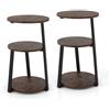 LIFEZEAL Set di 2 Tavolini Laterali da Divano, Tavolino Basso da Salotto, Tavolino Rotondo a 3 Ripiani, Tavolino da Caffè, Legno+Metallo, Decorativo, Portaoggetti, Piccolo, Moderno, 38x40,5x62cm