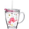 ITODA Tazza in vetro con misurino per bambini, a prova di perdite, 300 ml, trasparente, bicchiere da latte