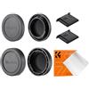 K&F Concept 2pack Tappo Corpo e Coperchio Posteriore per Obiettivo Compatibile con Olympus E-M1X E-M1 II E-M5 III E-M10 IV E-PL9 E-PL8 E-P7, Pana-sonic GH5 GH5 II G9 G95 G9L G85 GX9