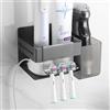 OETAMS Porta Spazzolino Elettrico, Porta Testine Spazzolino Elettrico con 2 Accessori da Bagno, Acciaio Inox Porta Spazzolini Bagno Senza Foratura, Supporto per Spazzolino da Denti, Autoadesivo Nero