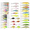 CHAWHO Kit di Esche da Pesca in Mare Artificiali 43 Pezzi Spinning Set - Rigida bionica Contiene Crankbaits, Stickbait, Ganci
