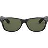 Ray-Ban New Wayfarer, Occhiali da sole, unisex ,Nero (Cornice nera / Verde), 52 mm