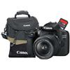CANON - Kit Fotocamera Digitale Reflex EOS 2000D Nero Sensore CMOS 24,1 MP Full HD + Obiettivo EF-S 18-55 DC + Borsa + Scheda di Memoria SD 16GB + Pan
