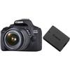 CANON - Kit Fotocamera Eos 2000D Sensore CMOS 24,1 Mpx Full HD + Obiettivo EF-S 18-55 mm f / 3.5-5.6 IS II + Battery Pack