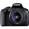 CANON - Kit Fotocamera EOS 2000D Sensore CMOS 24.1 Mpx Display 3' Filmati Full HD WiFi NFC USB HDMI + Obiettivo 18-55mm DC Nero
