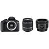 Canon SPEDIZIONE GRATUITA - CANON - Kit Fotocamera Digitale Mirrorless EOS 2000D Nero Sensore CMOS 24.1 Mpx Full HD + Obiettivo EF-S 18-55 IS II + EF 50mm