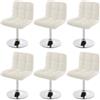 Mendler - Set 6x Sedie Lounge Girevole Elegante Imbottita Kavala Ecopelle 49x45x80cm Bianco