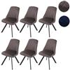 Mendler - Set 6x Sedie Poltroncine Eleganti Hwc-k25 Design Moderno Metallo Velluto Marrone Scuro