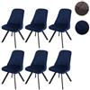 Mendler - Set 6x Sedie Poltroncine Eleganti Hwc-k25 Design Moderno Metallo Velluto Blu